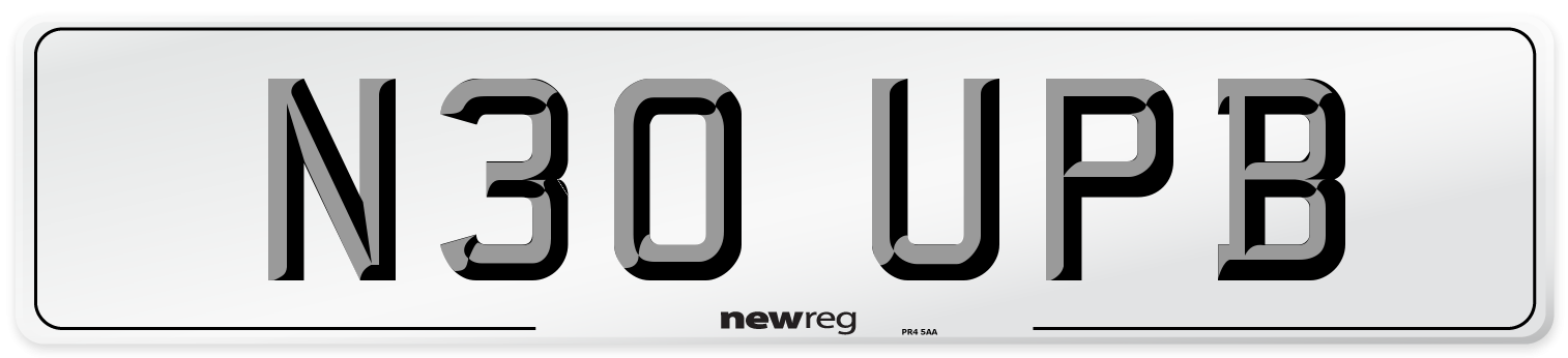 N30 UPB Number Plate from New Reg